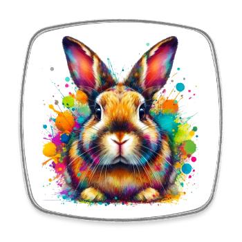 Rabbit - Square fridge magnet - white - Front