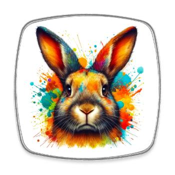 Rabbit - Square fridge magnet - white - Front