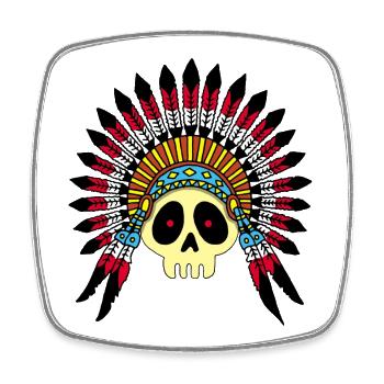 Indian Chief Skull - Square fridge magnet - white - Front