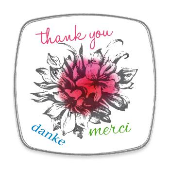 Danke Thank You Merci - Square fridge magnet - white - Front