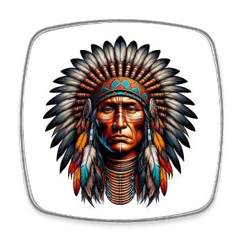 Amerikanisch, Indianer, Amerikaner - Viereckiger Kühlschrankmagnet - Weiß - Vorne