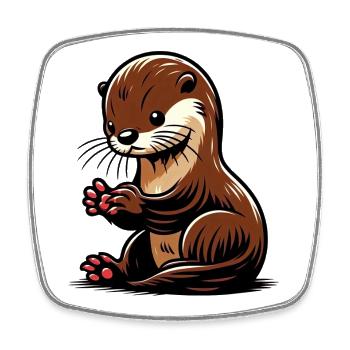 Otter - Viereckiger Kühlschrankmagnet - Weiß - Vorne