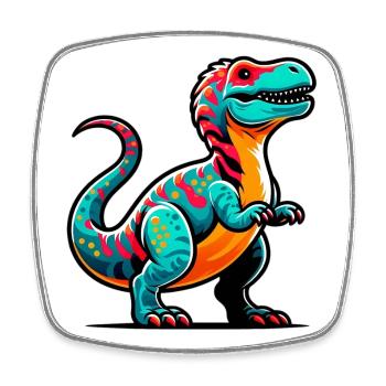 Dinosaure - Magnet carré - blanc - Devant