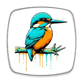 Eisvogel - Viereckiger Kühlschrankmagnet - Weiß - Vorne