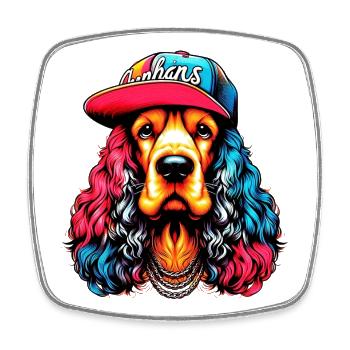 Chien - Magnet carré - blanc - Devant