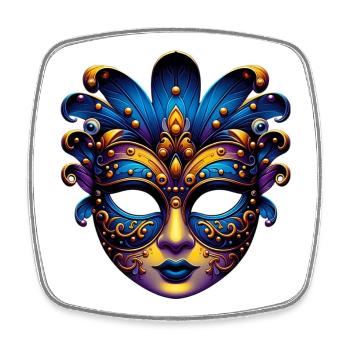 Masque du Carnaval de Venise - Magnet carré - blanc - Devant
