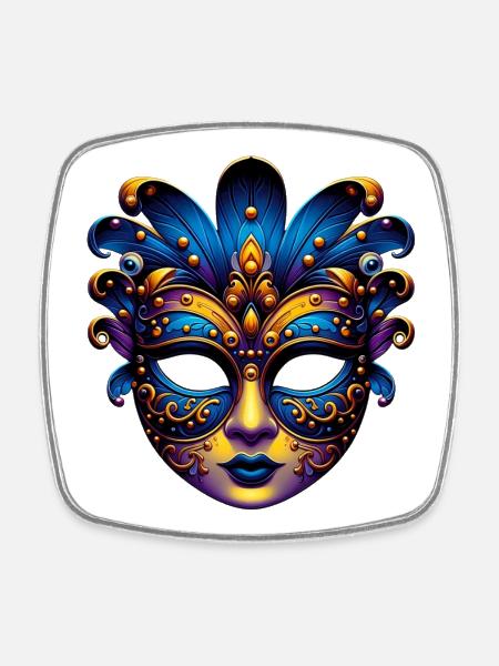 Masque du Carnaval de Venise - Magnet carré - blanc