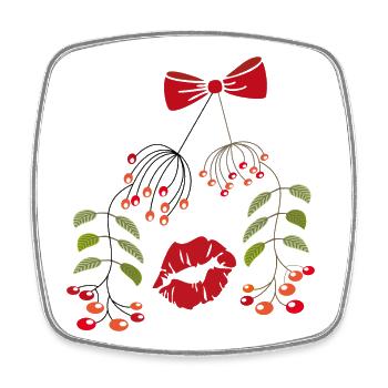 Baiser Sous Le Gui, Noël - Magnet carré - blanc - Devant