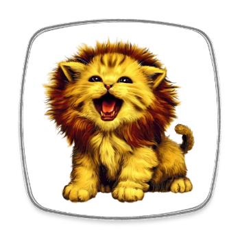 Chat Lion - Magnet carré - blanc - Devant
