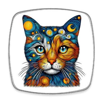 Cat - Square fridge magnet - white - Front