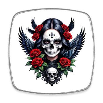 Sugar Skull Engel mit Rosen. - Viereckiger Kühlschrankmagnet - Weiß - Vorne