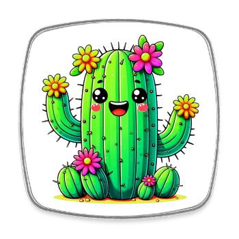 Cactus - Square fridge magnet - white - Front