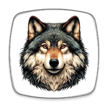 Wolf - Viereckiger Kühlschrankmagnet - Weiß - Vorne
