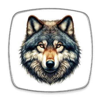 Wolf - Viereckiger Kühlschrankmagnet - Weiß - Vorne