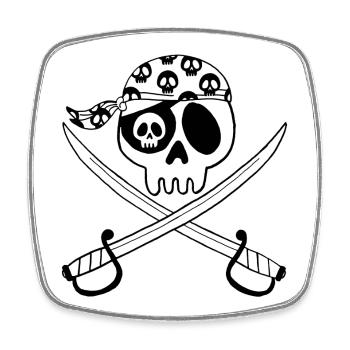 Tête de mort pirate (noir) - Magnet carré - blanc - Devant