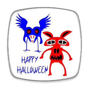 Gruselig-bunte Halloween-Monster - Viereckiger Kühlschrankmagnet - Weiß - Vorne