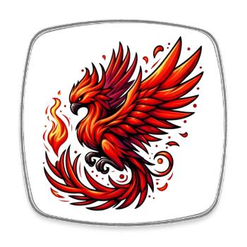 Red Phoenix - Square fridge magnet - white - Front
