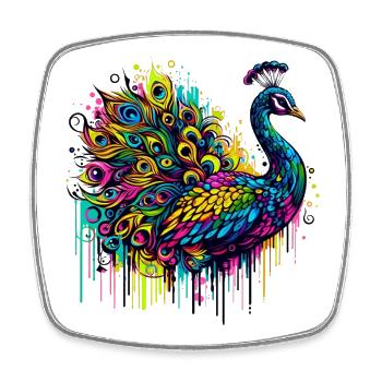 Peacock - Square fridge magnet - white - Front