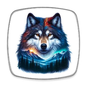 Wolf - Viereckiger Kühlschrankmagnet - Weiß - Vorne