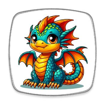 Dragon - Square fridge magnet - white - Front