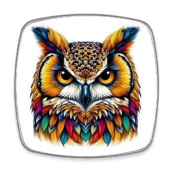 Owl - Square fridge magnet - white - Front
