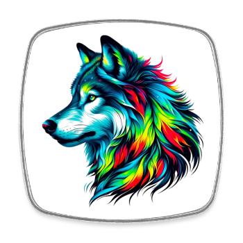 Wolf - Square fridge magnet - white - Front