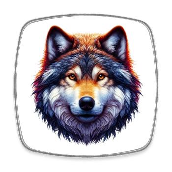 Loup - Magnet carré - blanc - Devant
