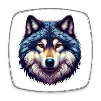 Loup - Magnet carré - blanc - Devant