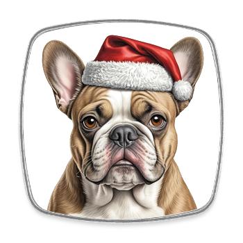Bouledogue de Noël - Magnet carré - blanc - Devant