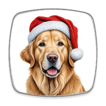 Christmas golden retriever - Square fridge magnet - white - Front