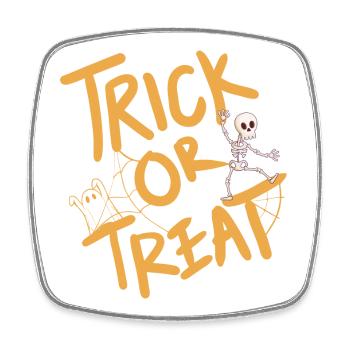 Creative Halloween design with pumpkin and skeleton - Square fridge magnet - white - Front