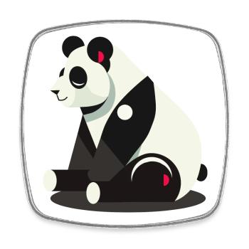 Panda géométrique – minimaliste et mignon - Magnet carré - blanc - Devant