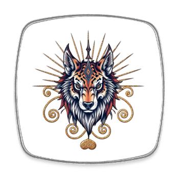 Superbe tête de loup - Magnet carré - blanc - Devant