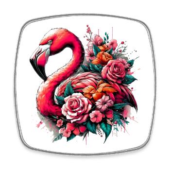 Flamingo - Viereckiger Kühlschrankmagnet - Weiß - Vorne