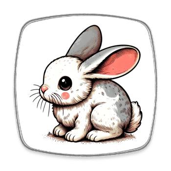 Rabbit - Square fridge magnet - white - Front