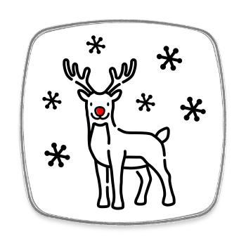 Cerf de Noël Renne - Magnet carré - blanc - Devant
