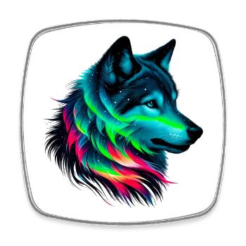 Loup - Magnet carré - blanc - Devant