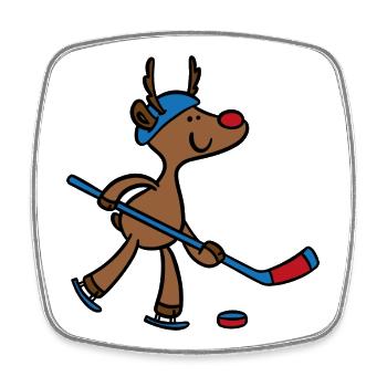 lustiges Eishockeytrikot mit Maskottchen - Viereckiger Kühlschrankmagnet - Weiß - Vorne