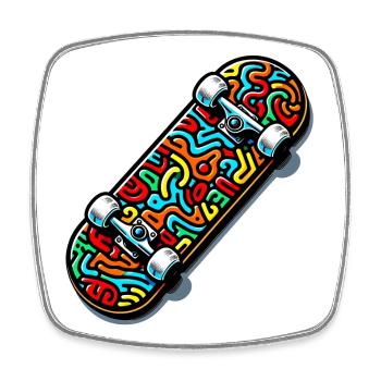 Skateboard - Magnet carré - blanc - Devant