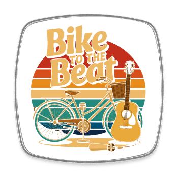Mit dem Fahrrad zum Beat - Viereckiger Kühlschrankmagnet - Weiß - Vorne