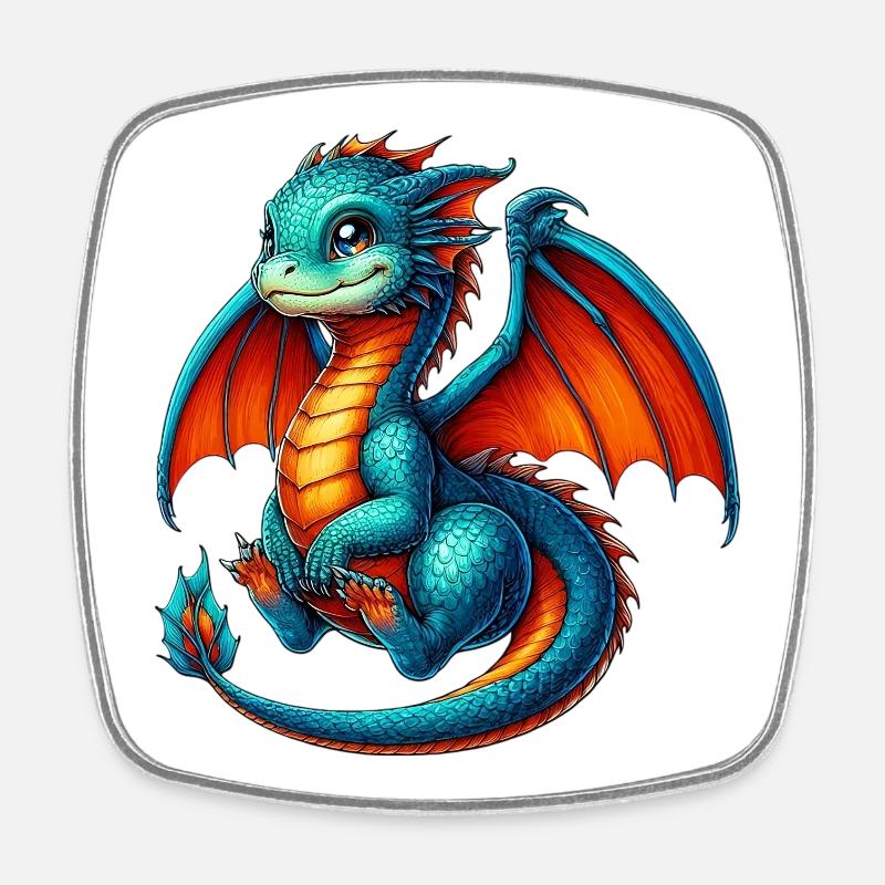 Dragon - Magnet carré - blanc