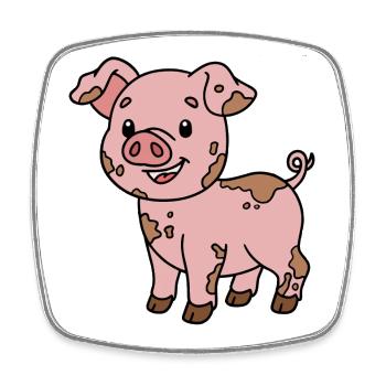 Cochon - Magnet carré - blanc - Devant