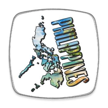Watercolor Map Philippines - Square fridge magnet - white - Front