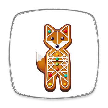 Fuchs im Lebkuchen Stil– Kreatives Weihnachtsmotiv - Viereckiger Kühlschrankmagnet - Weiß - Vorne