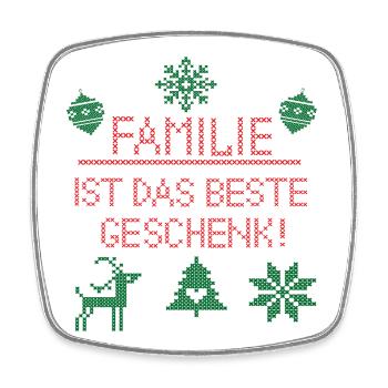Famille de Noël - Magnet carré - blanc - Devant