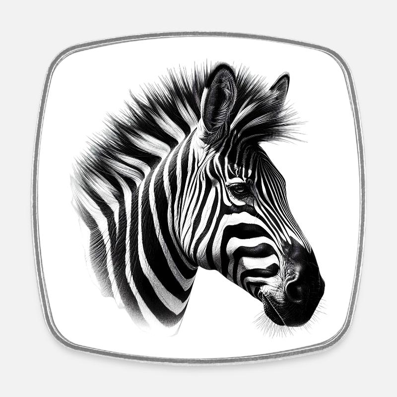 Zebra - Viereckiger Kühlschrankmagnet - Weiß