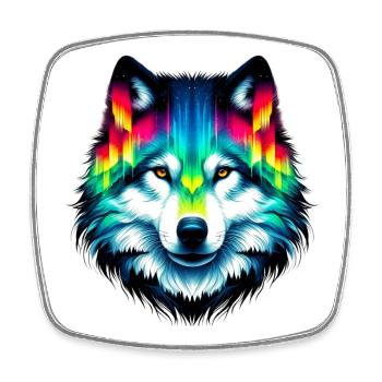 Wolf - Viereckiger Kühlschrankmagnet - Weiß - Vorne