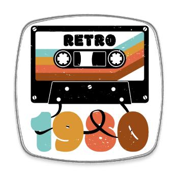 Retro 1980 Achtziger Jahre Musik Kassette - Viereckiger Kühlschrankmagnet - Weiß - Vorne