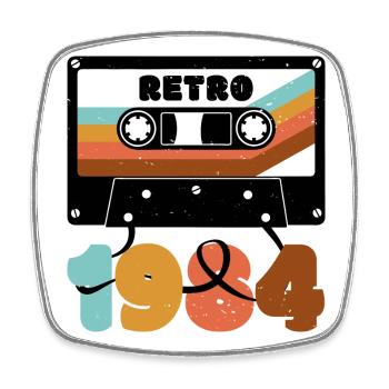 Design de cassette multicolore inspiré des années 1980 - Magnet carré - blanc - Devant