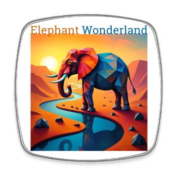 Geometrisches Elefanten-Wunderland - Viereckiger Kühlschrankmagnet - Weiß - Vorne